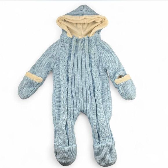 Faded Glory Other - Blue and white cable knit snowsuit size 6-9 months